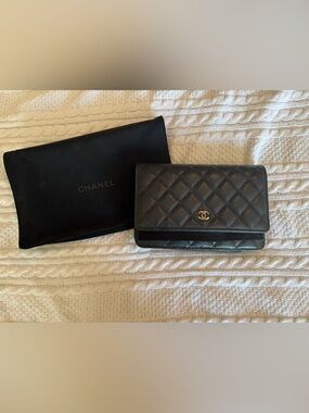 Chanel Black Quilted Caviar Leather Wallet on Chain (WOC)
